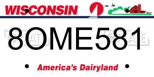 8OME581 Wisconsin License Plate