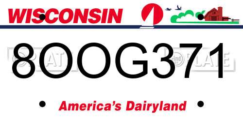 8OOG371 Wisconsin License Plate