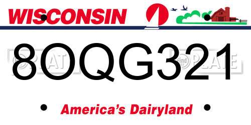 8OQG321 Wisconsin License Plate