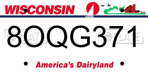 8OQG371 Wisconsin License Plate