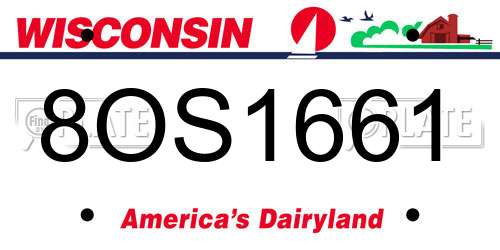 8OS1661 Wisconsin License Plate