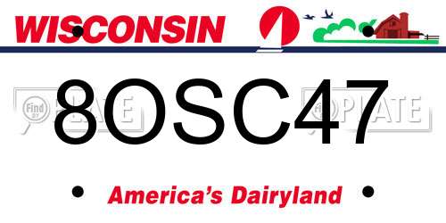 8OSC47 Wisconsin License Plate