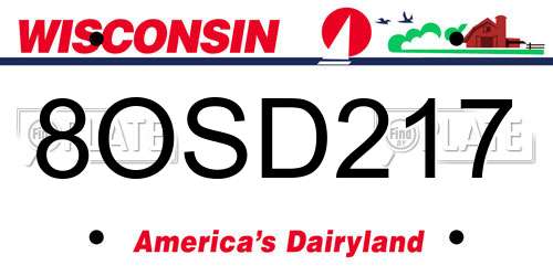 8OSD217 Wisconsin License Plate