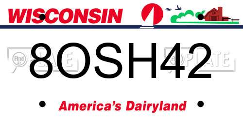 8OSH42 Wisconsin License Plate