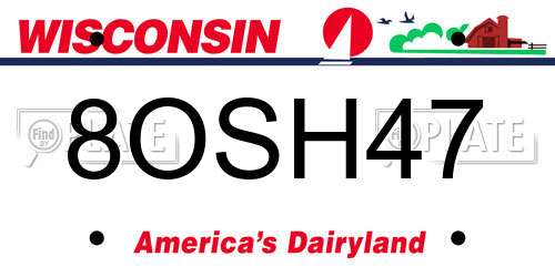 8OSH47 Wisconsin License Plate