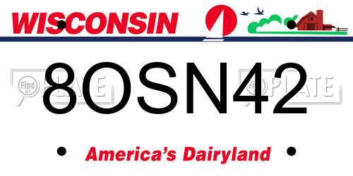 8OSN42 Wisconsin License Plate