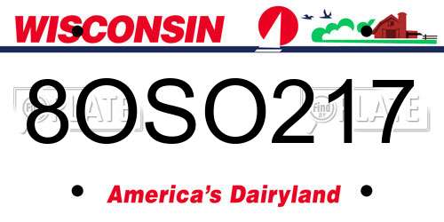 8OSO217 Wisconsin License Plate