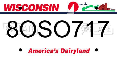 8OSO717 Wisconsin License Plate