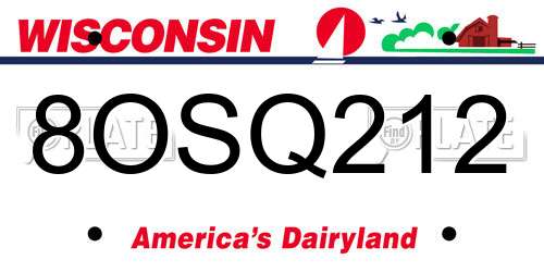 8OSQ212 Wisconsin License Plate