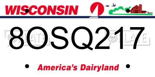8OSQ217 Wisconsin License Plate