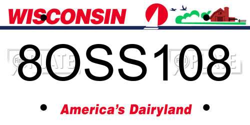 8OSS108 Wisconsin License Plate