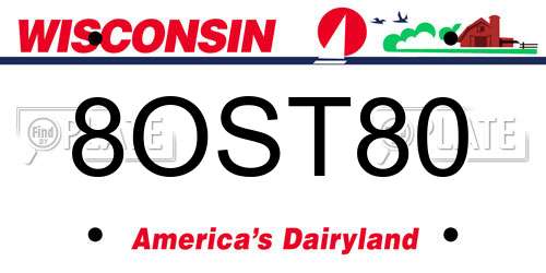 8OST80 Wisconsin License Plate