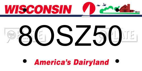 8OSZ50 Wisconsin License Plate