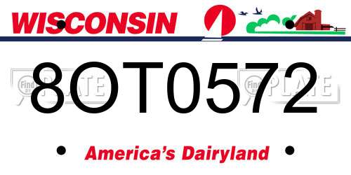 8OT0572 Wisconsin License Plate