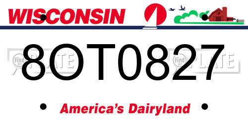8OT0827 Wisconsin License Plate