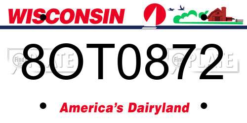 8OT0872 Wisconsin License Plate