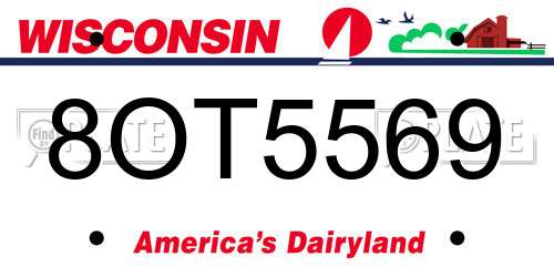 8OT5569 Wisconsin License Plate
