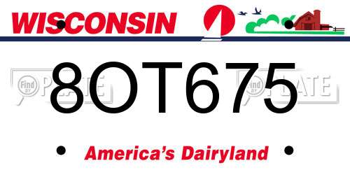 8OT675 Wisconsin License Plate