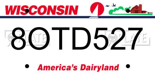 8OTD527 Wisconsin License Plate