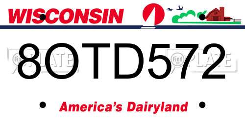 8OTD572 Wisconsin License Plate
