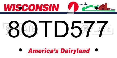 8OTD577 Wisconsin License Plate
