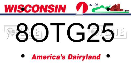 8OTG25 Wisconsin License Plate