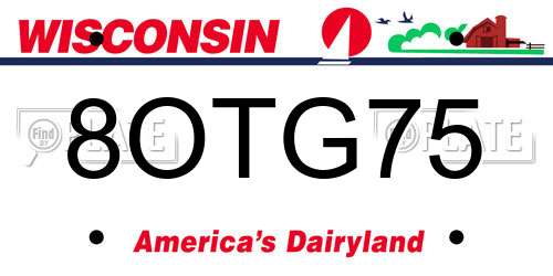 8OTG75 Wisconsin License Plate