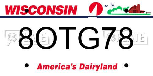 8OTG78 Wisconsin License Plate