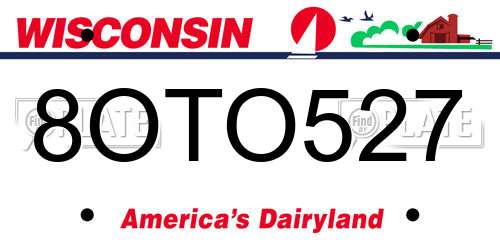 8OTO527 Wisconsin License Plate