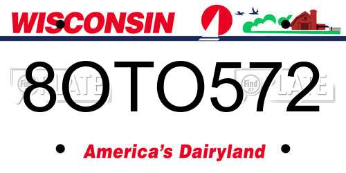 8OTO572 Wisconsin License Plate