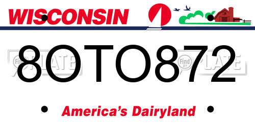 8OTO872 Wisconsin License Plate