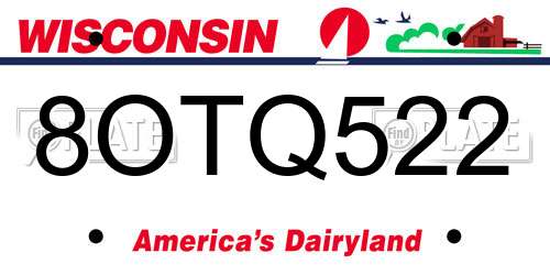 8OTQ522 Wisconsin License Plate