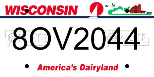 8OV2044 Wisconsin License Plate