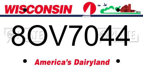 8OV7044 Wisconsin License Plate