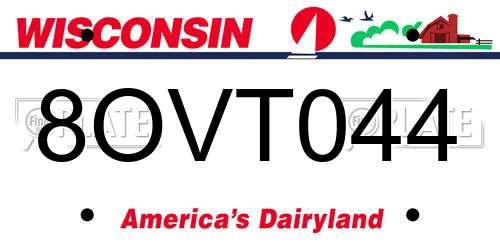 8OVT044 Wisconsin License Plate