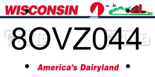 8OVZ044 Wisconsin License Plate