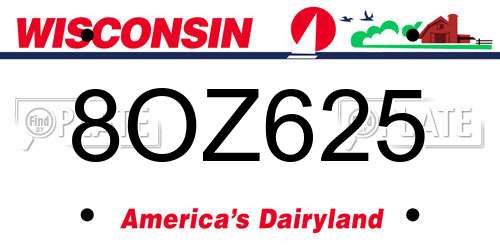 8OZ625 Wisconsin License Plate