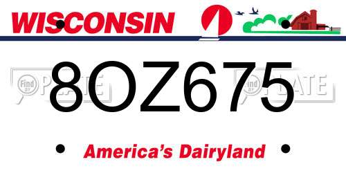 8OZ675 Wisconsin License Plate