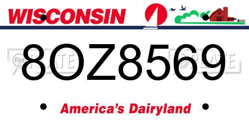 8OZ8569 Wisconsin License Plate