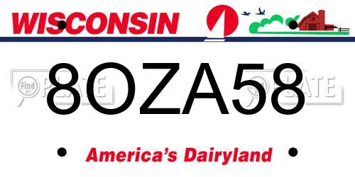 8OZA58 Wisconsin License Plate