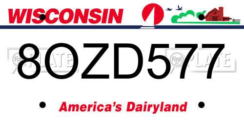 8OZD577 Wisconsin License Plate