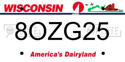 8OZG25 Wisconsin License Plate