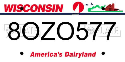 8OZO577 Wisconsin License Plate