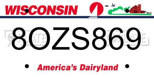 8OZS869 Wisconsin License Plate