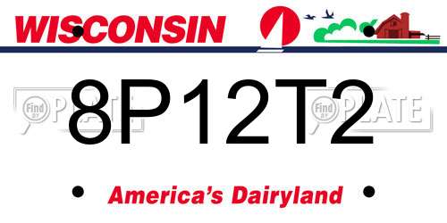 8P12T2 Wisconsin License Plate