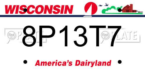 8P13T7 Wisconsin License Plate