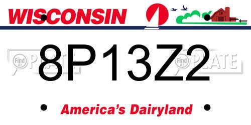 8P13Z2 Wisconsin License Plate