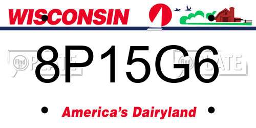 8P15G6 Wisconsin License Plate