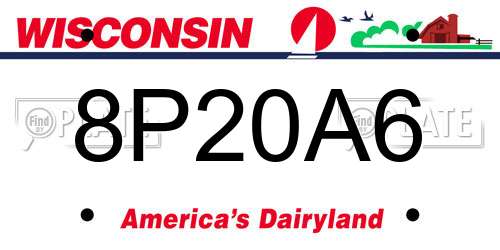 8P20A6 Wisconsin License Plate