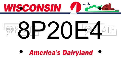 8P20E4 Wisconsin License Plate